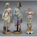 Two Sitzendorf figures and another tallest 28cm