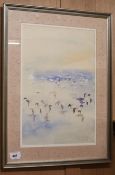 Cheryl Bourkeman, watercolour, flamingos, signed and dated 1979, 21.5 x 14in.