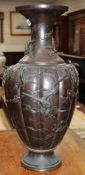 A large 19th century Japanese bronze vase, Da Nihon mark height 61cm