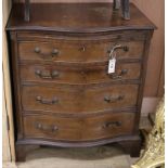 A mahogany serpentine chest of four drawers with a brushing slide W.71cm
