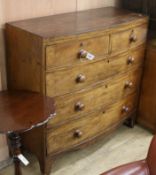 A Regency mahogany bow fronted chest of drawers W.104cm