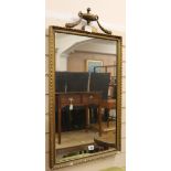 A giltwood and gesso wall wall mirror, with an urn pediment W.48cm