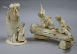 Two Japanese sectional ivory groups, early 20th century