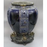 A bronze mounted pottery jardiniere length 39cm