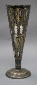 An Elkington & Co silver vase, Birmingham 1906, liner broken