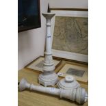 A pair of marble pricket candlesticks height 56cm