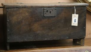 A small early 18th oak chest W.52cm