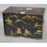 A Japanese lacquer table cabinet length 34cm
