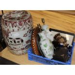 A quantity of mixed Asian and Oriental ceramics, metalware, including small ceramic garden seat