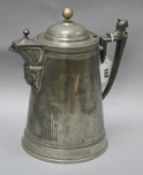 A large pewter tankard, 19th century, patent J.A.S. Stimpson height 31cm