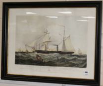 Pappril after Knell, coloured aquatint, Her Majesty's Steam Frigate 'Cyclops', overall 54 x 72cm