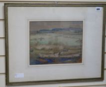 William Sydney Couser, watercolour, river landscape, signed, 9.5 x 12in.