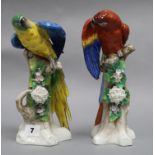 Two Sitzendorf parrots tallest 26.5cm