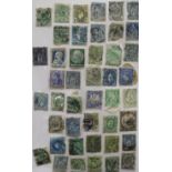 A collection of coins and stamps