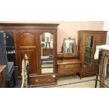 A mahogany triple wardrobe, an Edwardian dressing table and an Edwardian wardrobe Wardrobe W.