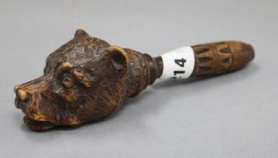 A Black Forest walnut bear's head nutcracker 19.5cm