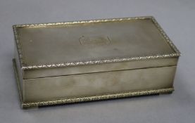 A George V engine turned silver cigarette box, London 1929 7.25in.