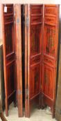 A Chinese lacquered 6 fold screen W.198cm approx