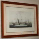 After W. J. Higgins, coloured aquatint, Ships of the General Steam Navigation Company, The Giraffe