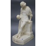 An alabaster carving of an Austrian actor as a Shakespeare character height 41cm