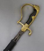 An original World War II German Army Officers sword with engraved blade length 94cm