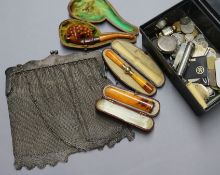 A cased meerschaum pipe, three amber mounted cigarette holders and other items including a