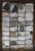 A J. Tennant mineralogist box, 19th century, of specimens of minerals and fossils