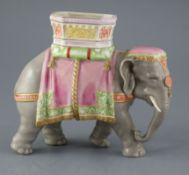 A Continental porcelain model of an elephant height 20cm