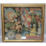 A 19th century needlework panel of musicians and dancers