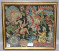 A 19th century needlework panel of musicians and dancers