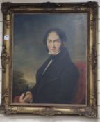 Victorian School, oil on canvas, half length portrait of a gentleman 73 x 60cm