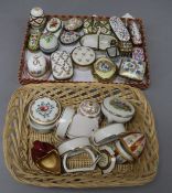 A collection of Limoges and other porcelain trinket boxes and sundry miniature ceramics, the boxes
