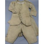 A late 18th century young child's three piece linen riding/carriage suit