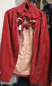 A rose velvet 1920's cape with pale pink silk lining