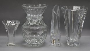 Four Baccarat crystal vases tallest 22cm