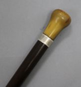 A rhino horn handled cane length 90.5cm