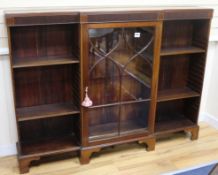 An Edwardian breakfront dwarf bookcase W.154cm