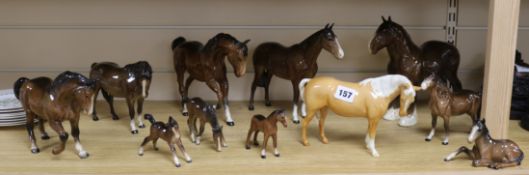 Eleven various Beswick horses tallest 22cm