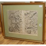 Abraham Ortelius, 'Regionis Biturigum Exactiss [with] Limaniae Topographia' and three other framed