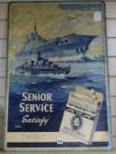 A 1940's Senior Service advertising sign with naval interest