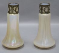 A pair of 1900's glass vases height 21.5cm