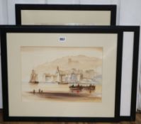 Kenneth Hammond, pair watercolours, mediterranean coastal scenes, 26 x 36cm and three other