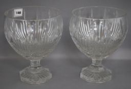 A pair of heavy cut glass footed vases height 26cm
