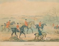 A set of four hunting prints and four other smaller hunting prints