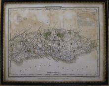Robert Morden, a hand-coloured map of Kent and ten other framed maps, variously-sized, including