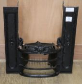 A miniature Victorian cast and wrought iron fire insert W.46cm H.48cm