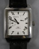 A gentleman's steel Zenith Port Royal wrist watch, with subsidiary seconds, state of wind and date