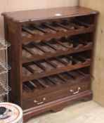 A modern mahogany wine rack W.79cm