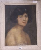 English School, oil on canvas, portrait of a lady, 45 x 35cm