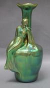 A Zsolnay lustre figurative vase height 24cm
